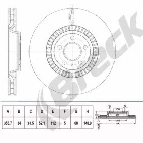 Тормозной диск BRECK BR 415 VH100